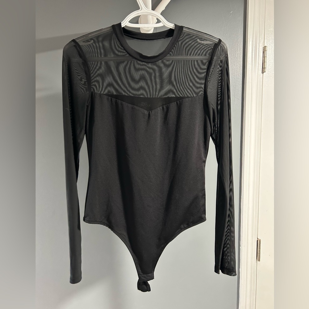 Black Sheer Long Sleeve Bodysuit